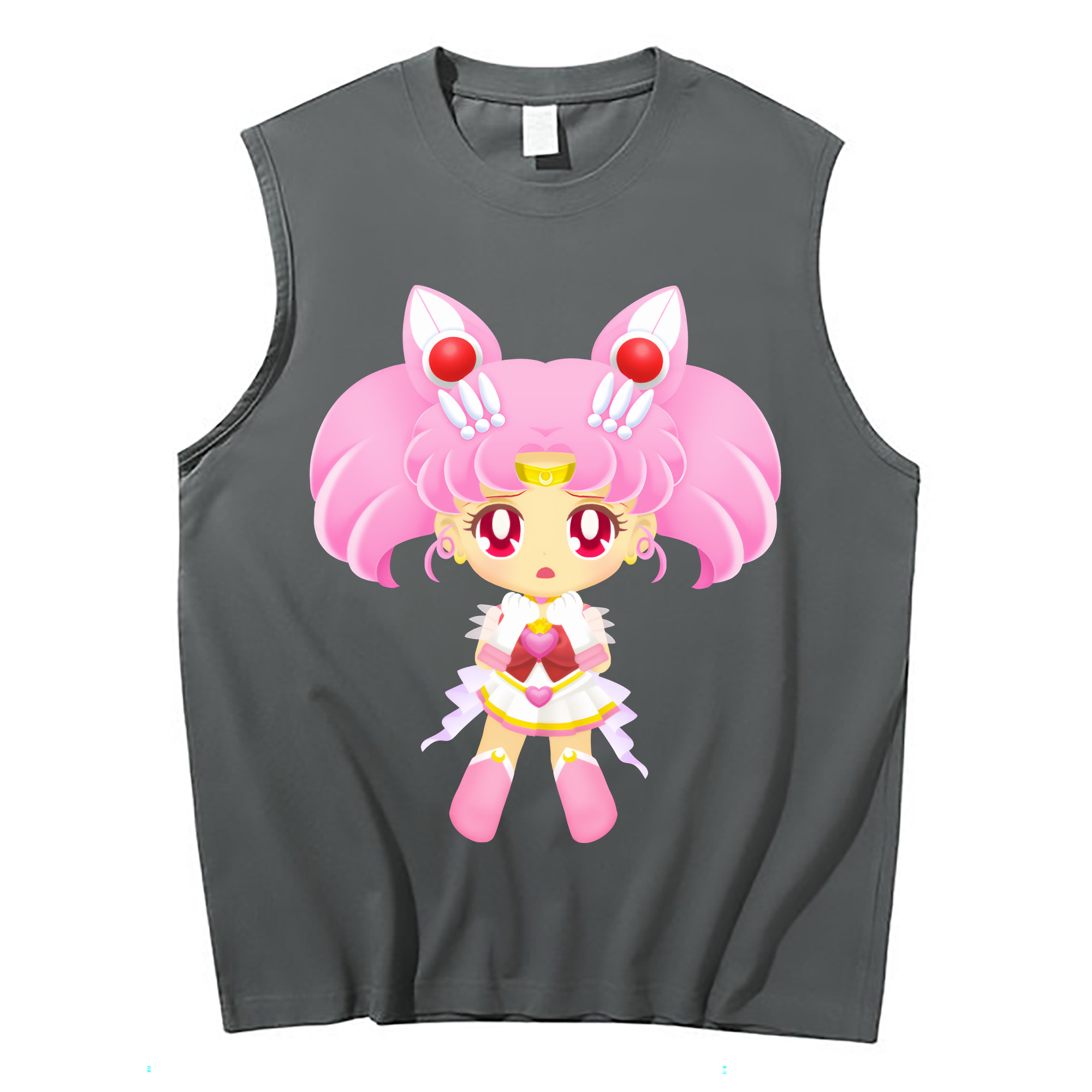 （画像用） 美少女戦士セーラームーン ちびうさ Sailor Moon Chibiusa Tsukino Usagi Small Lady Serenity コットン100％タンクトップ（フロントプリント）
